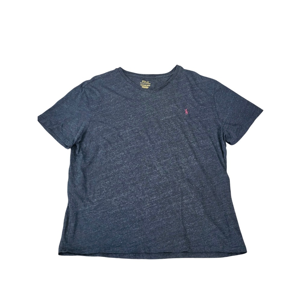 Polo Ralph Lauren Mens XL V-Neck T-Shirt Charcoal Gray Heather small Pony Logo